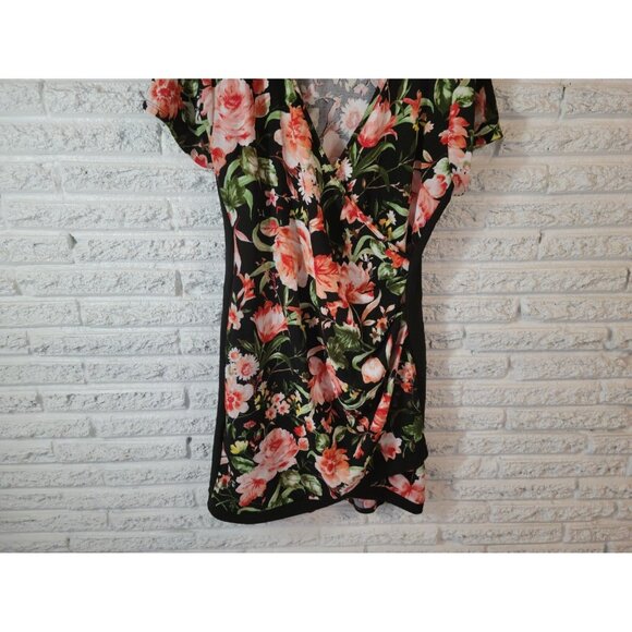 Rue 21 Women Dress 3X Plus Mini Sheath Black Pink Floral Short Sleeve FLO296XE - Picture 5 of 9